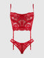 HARLOW LACE & MESH BUSTIER & BACKLESS HIPSTER SET