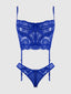 HARLOW LACE & MESH BUSTIER & BACKLESS HIPSTER SET