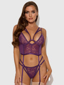 BIANCA STRAPPY LACE BUSTIER & THONG SET