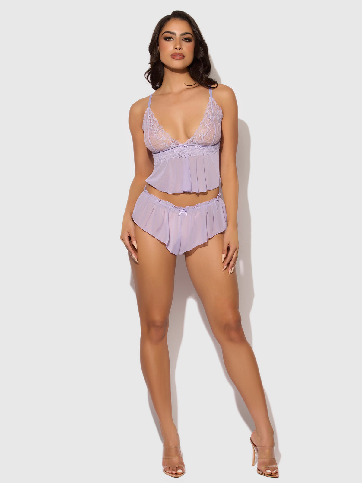 VIVIENNE LACE & MESH CAMI & TAP SHORT SET