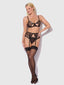 ROSALIE EMBROIDERED LACE OPEN-CUP BRA, GARTER & G-STRING SET
