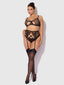 ROSALIE EMBROIDERED LACE OPEN-CUP BRA, GARTER & G-STRING SET