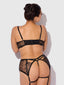 ROSALIE EMBROIDERED LACE OPEN-CUP BRA, GARTER & G-STRING SET