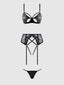 ROSALIE EMBROIDERED LACE OPEN-CUP BRA, GARTER & G-STRING SET