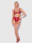 ROSALIE EMBROIDERED LACE OPEN-CUP BRA, GARTER & G-STRING SET