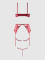 ROSALIE EMBROIDERED LACE OPEN-CUP BRA, GARTER & G-STRING SET