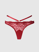 ROSALIE SATIN & EMBROIDERED LACE STRAPPY TANGA