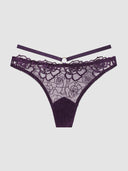 ROSALIE SATIN & EMBROIDERED LACE STRAPPY TANGA
