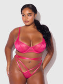 FLORA LACE BRA & STRAPPY THONG SET