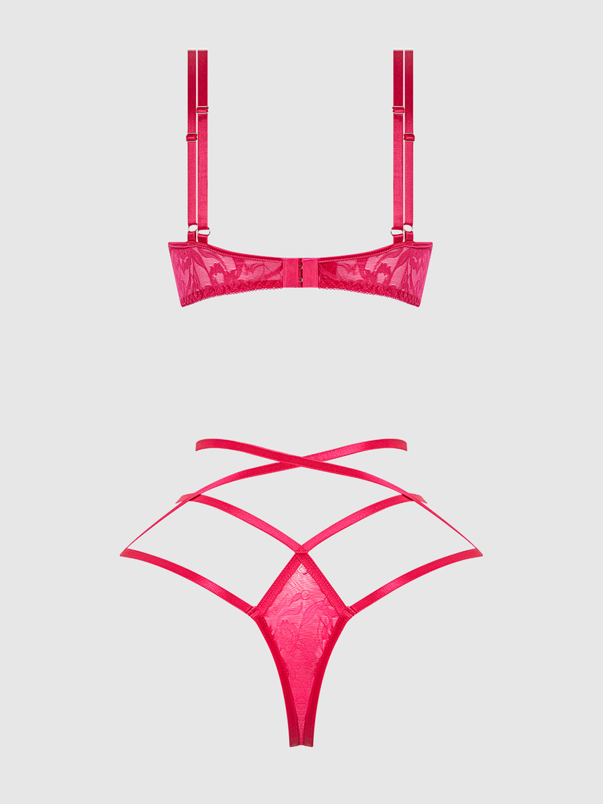 FLORA LACE BRA & STRAPPY THONG SET