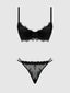 JOCELYN LACE & SATIN PUSH UP BRA STRAPY THONG SET