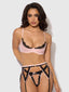 JOCELYN SATIN & LACE PUSH UP BRA, GARTER, & TANGA SET