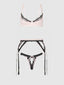 JOCELYN SATIN & LACE PUSH UP BRA, GARTER, & TANGA SET