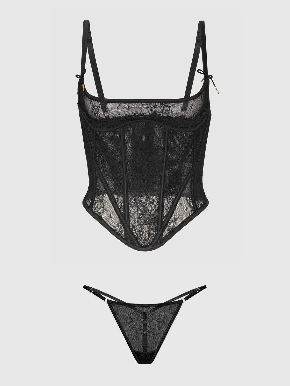 JOCELYN LACE UNDEREWIRE BUSTIER & G-STRING SET