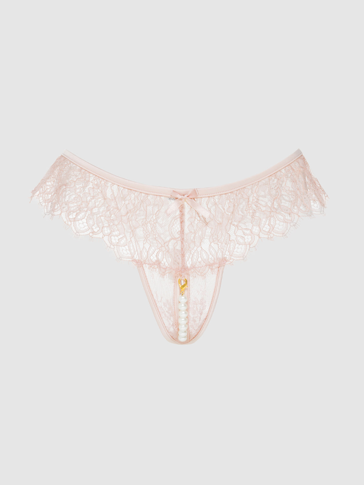 JOCELYN LACE & PEARL CROTCHLESS THONG