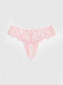 JOCELYN LACE & PEARL CROTCHLESS THONG