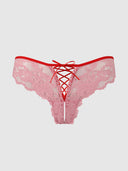 BELLA LACE UP FRONT LACE CROTCHLESS TANGA