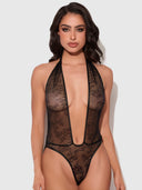KIKI LACE PLUNGE HALTER TEDDY