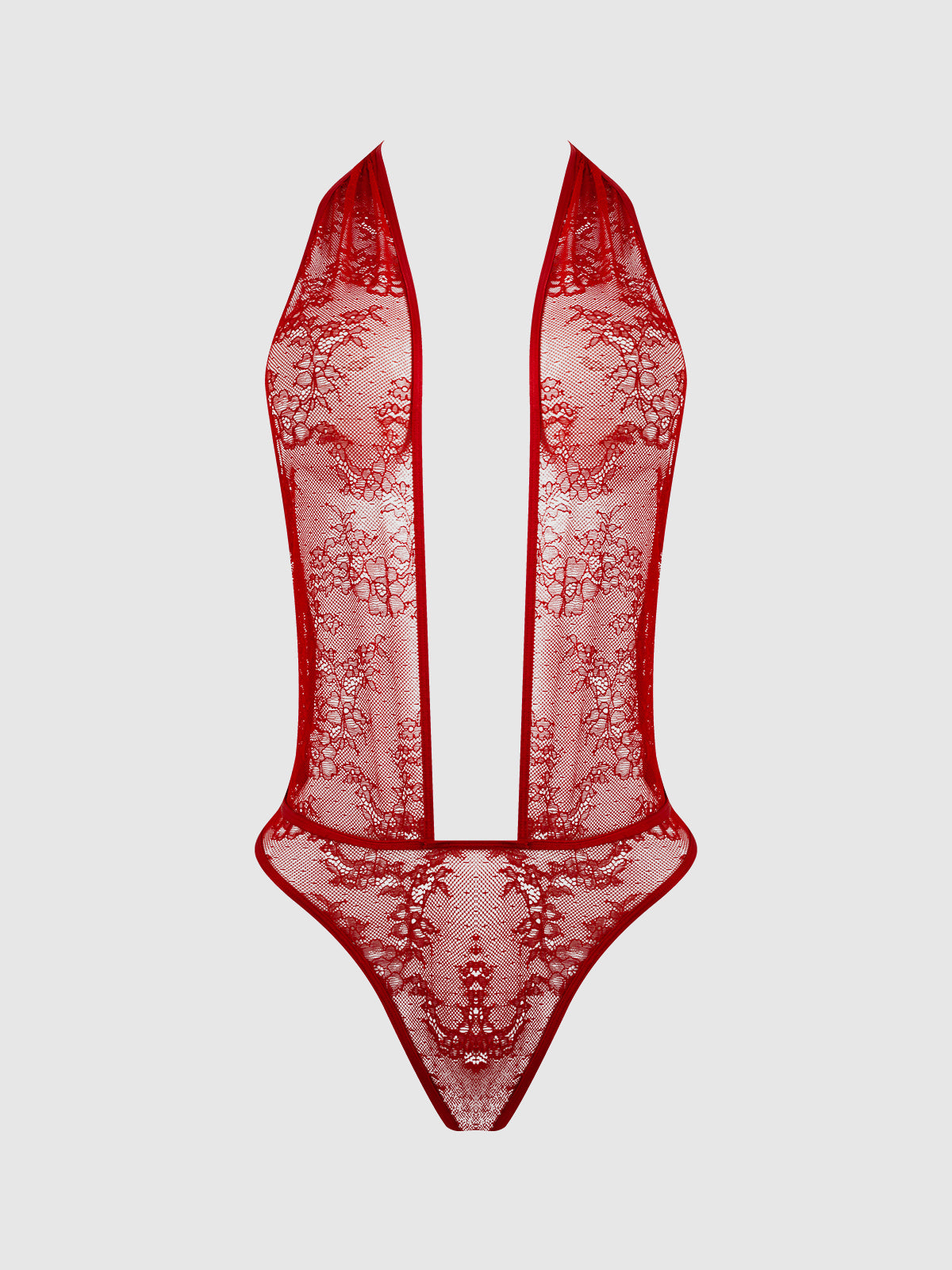 KIKI LACE PLUNGE HALTER TEDDY