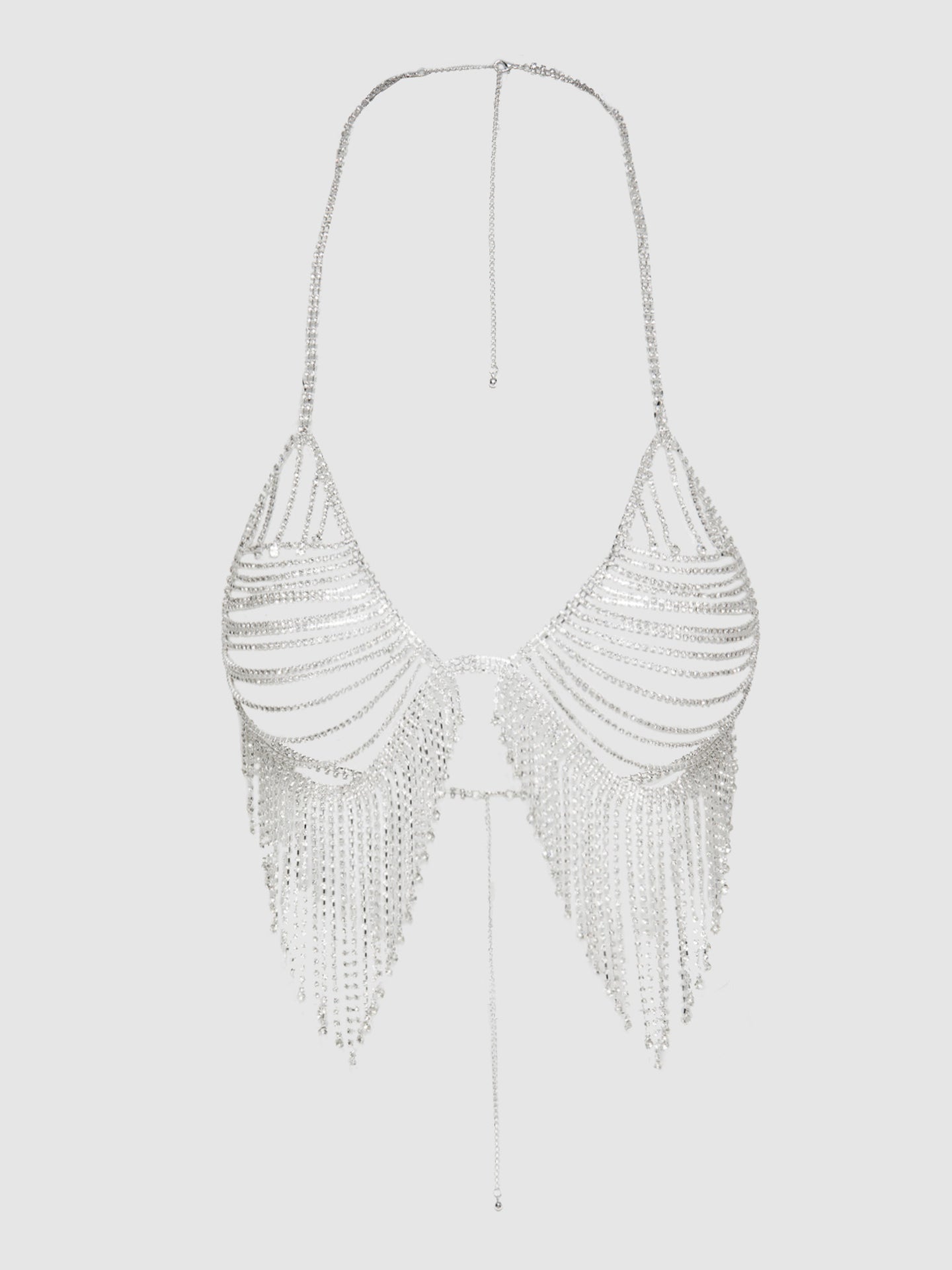 RHINESTONE FRINGE TRIANGLE BRA