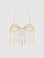 RHINESTONE FRINGE CROPPED CAMI TOP