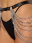 CHAIN & LEATHER-LIKE DRAPED GARTER