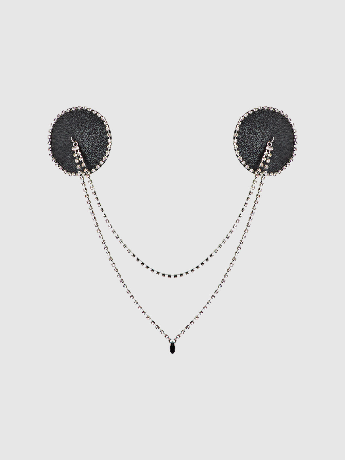 RHINESTONE & LEATHER-LIKE DRAPED PASTIES