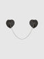 STUDDED & CHAIN DRAPED LEATHER-LIKE HEART PASTIES