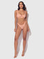 YVONE SHIMMER MESH OPENABLE CUP BRA & THONG SET