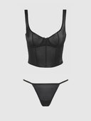 YVONE SHIMMER MESH BUSTIER & G-STRING SET