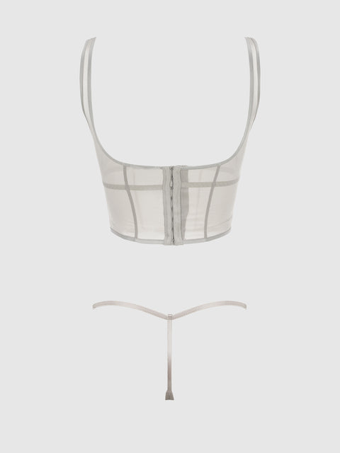 YVONE SHIMMER MESH BUSTIER & G-STRING SET