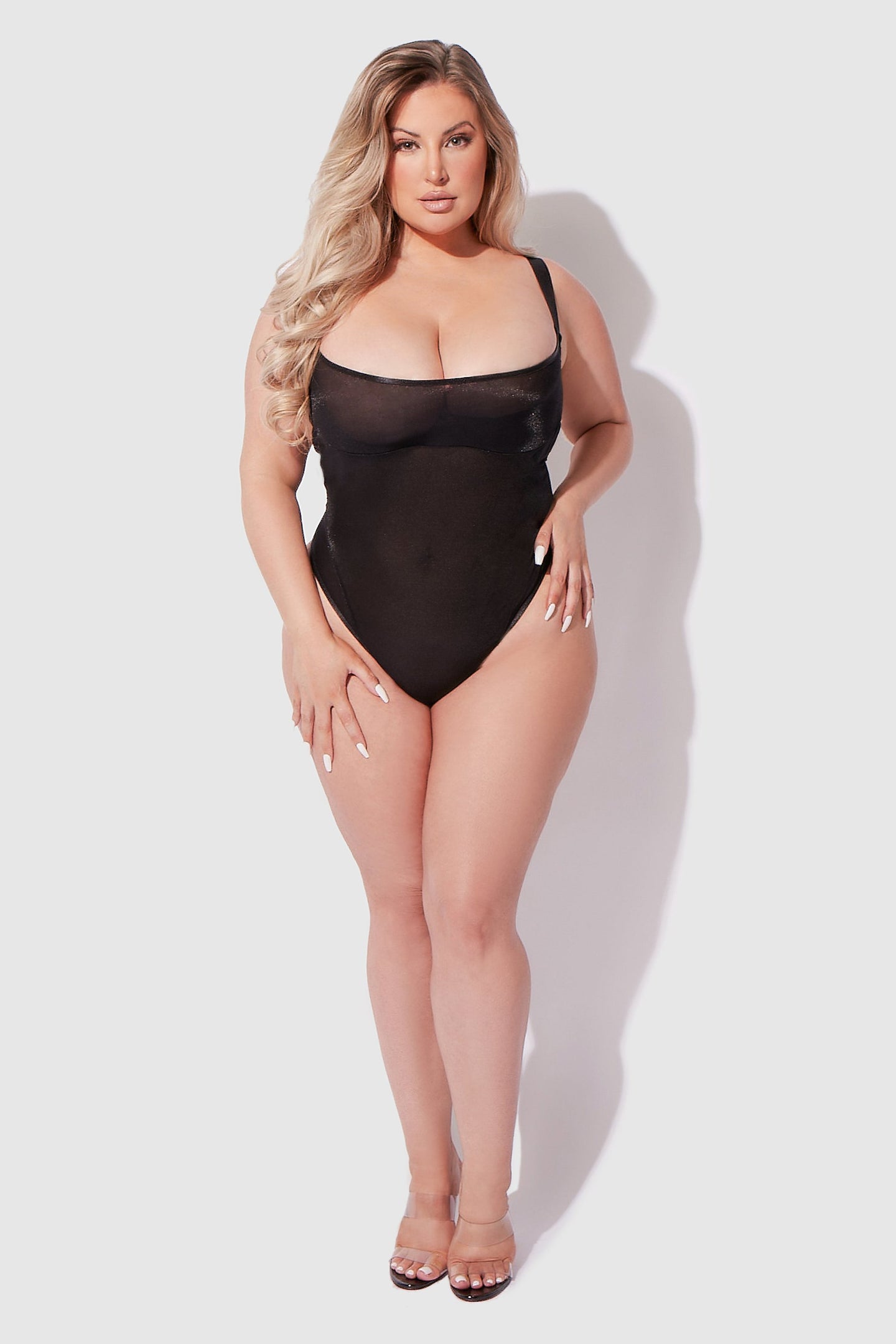 YVONE LAYERED BRA W MESH BODYSUIT BLACK / S