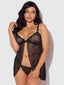YVONE LACE OPENABLE CUP BABYDOLL & G-STRING SET