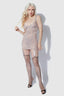 YVONE UNLINED UNDERWIRE MESH CHEMISE & G-STRING SET SILVER / S