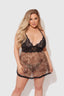 FELICIA LEOPARD & LACE BABYDOLL SET LEOPARD PRINT / S