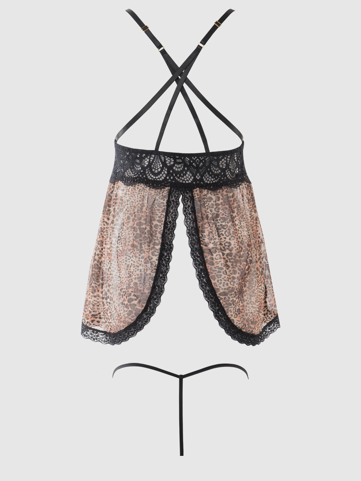 FELICIA LEOPARD & LACE BABYDOLL SET LEOPARD PRINT / S