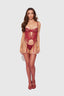 EDEN EMBROIDERED LACE BUSTIER & G-STRING SET RHUBARB / S