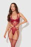 EDEN EMBROIDERED LACE TEDDY RHUBARB / S