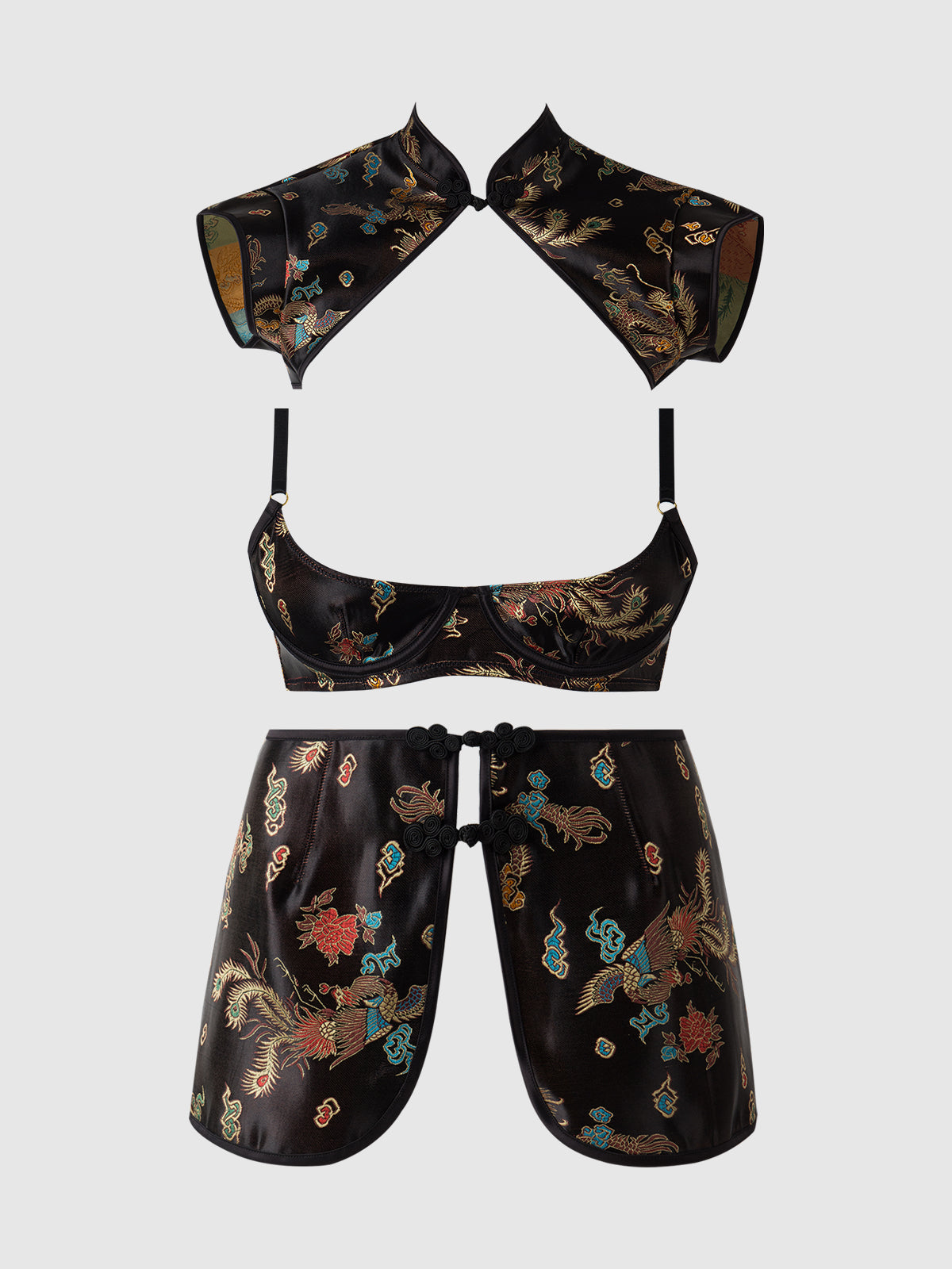 DRAGON 3 PIECE SKIRT SET BLACK / S