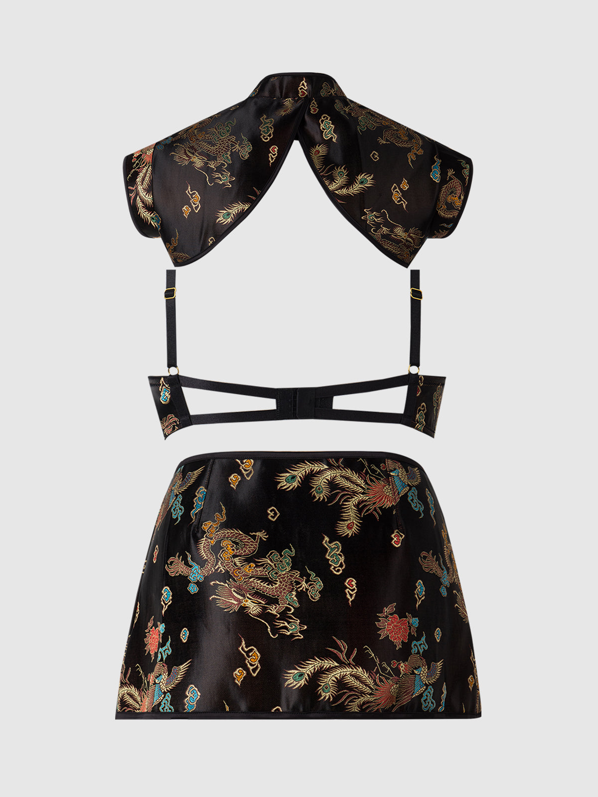 DRAGON 3 PIECE SKIRT SET BLACK / S