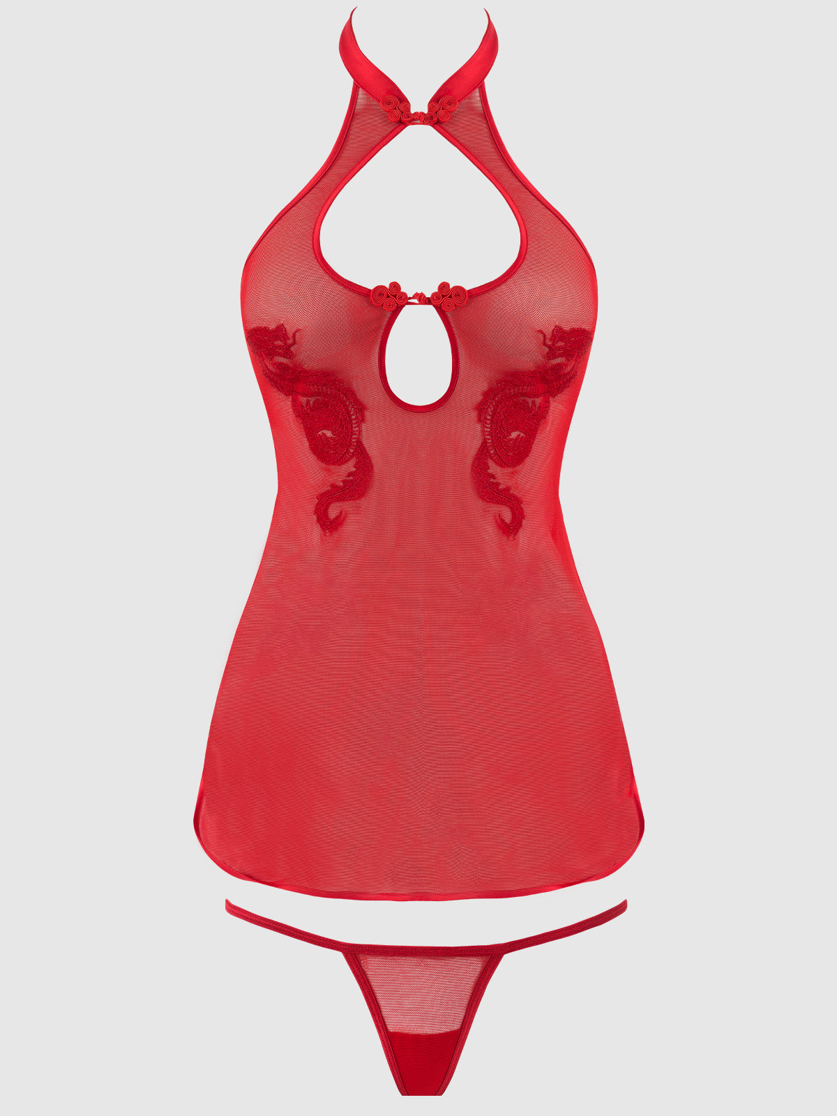 DRAGON CHEMISE SET RED / S