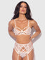 ROSALIE EMBROIDERED LACE OPEN-CUP BRA, GARTER & G-STRING SET
