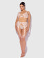 ROSALIE EMBROIDERED LACE OPEN-CUP BRA, GARTER & G-STRING SET