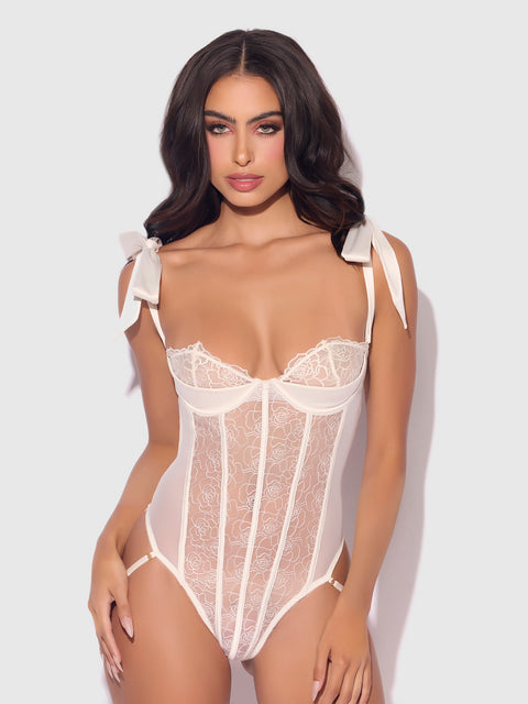 ROSALIE EMBROIDERED LACE TEDDY