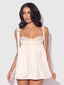 ROSALIE SATIN & EMBROIDERED LACE BABYDOLL & G-STRING SET