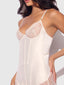 ROSALIE SATIN & EMBROIDERED LACE CHEMISE & G-STRING SET