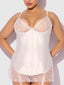 ROSALIE SATIN & EMBROIDERED LACE CHEMISE & G-STRING SET