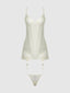 ROSALIE SATIN & EMBROIDERED LACE CHEMISE & G-STRING SET