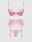 BLAIR SATIN & LACE BRA, GARTER & G-STRING SET