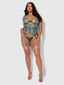 NOVA BLACKLIGHT BUSTIER SET JADED BLUE / S